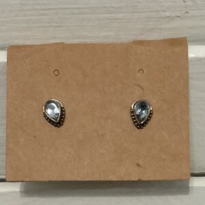 Elegant Silver Stone Stud Earrings